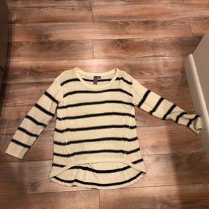 Francescas nude and black striped high low sweater